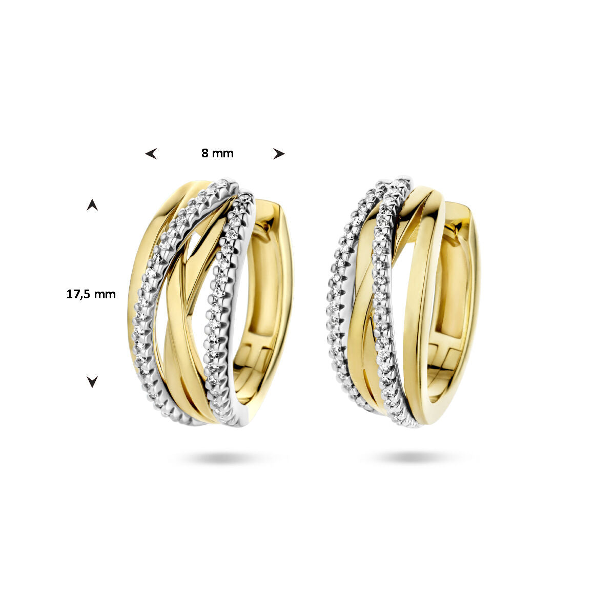 aros con diamante 0.25ct (2x 0.125ct) h si oro bicolor amarillo/blanco 14K