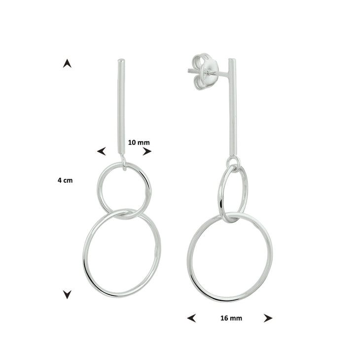 oorhangers rondjes zilver gerhodineerd