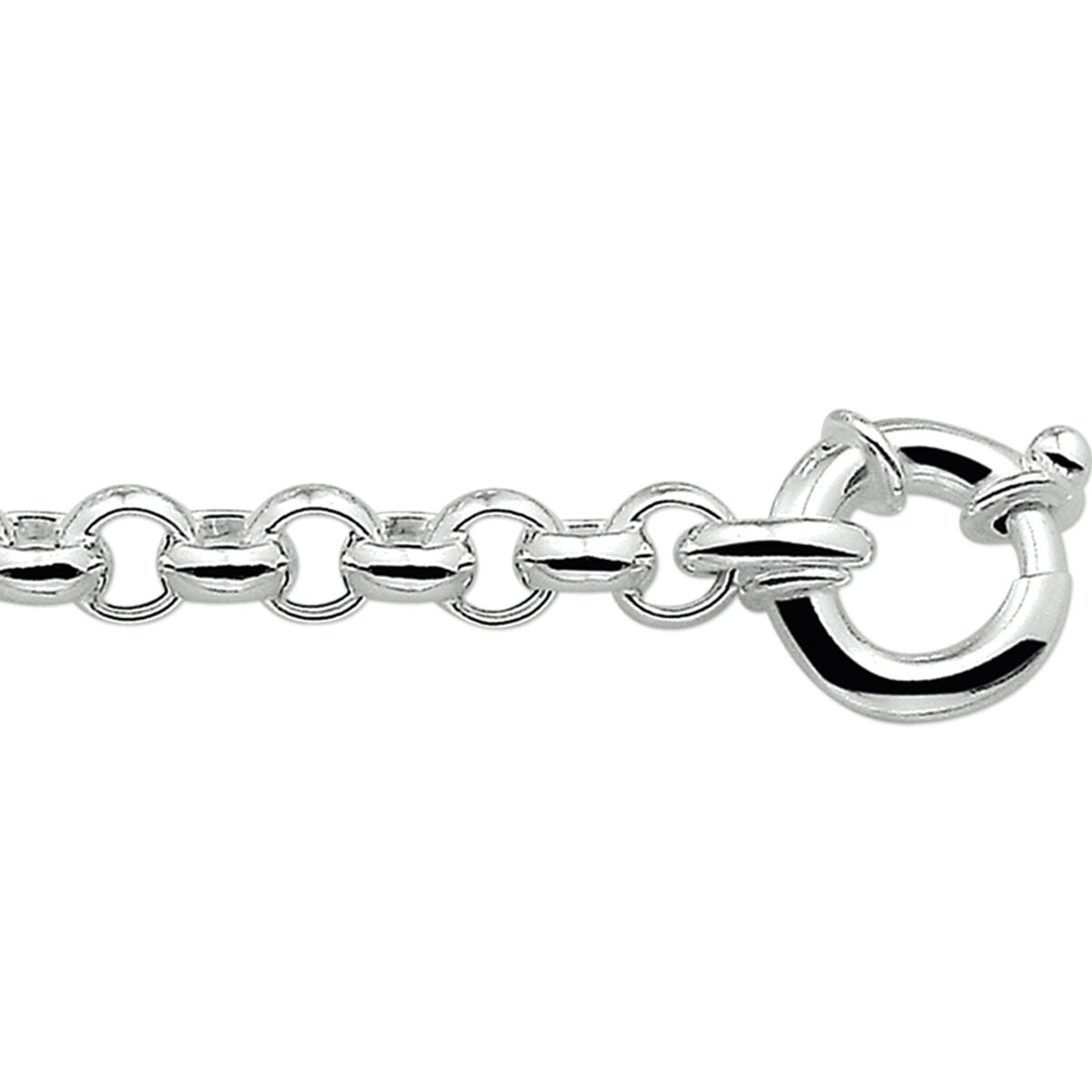 Pulsera jasseron de 7 mm con gran cierre de resorte en plata rodiada.