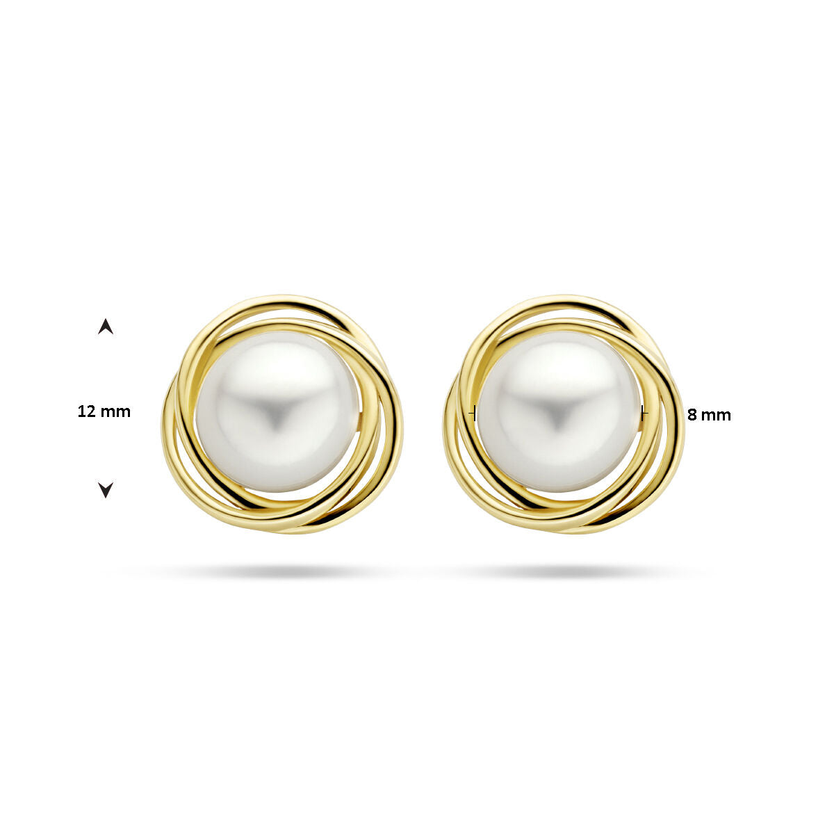pendientes de botón de perla 14K oro amarillo