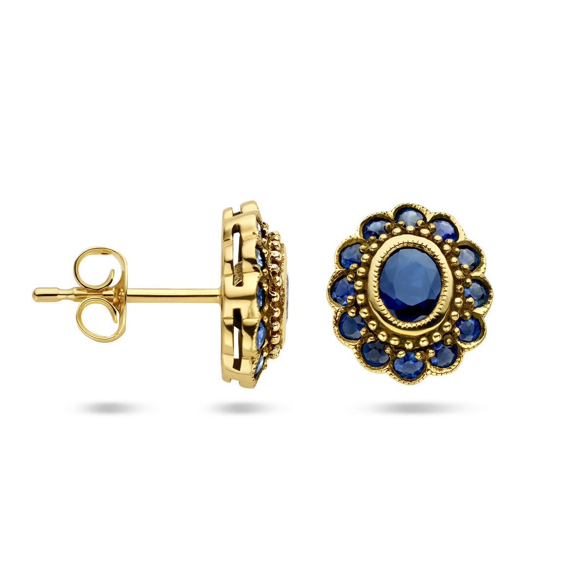 pendientes de botón zafiro 14K oro amarillo