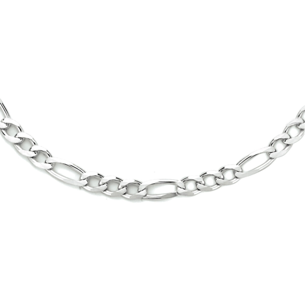 Collar de eslabones Figaro de 4,0 mm y 50 cm, en plata rodiada.