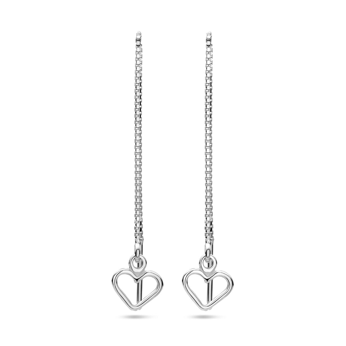 pendientes de corazón de plata rodiada
