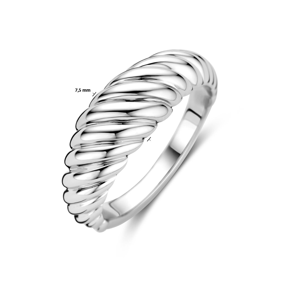 anillo macizo trenzado de plata rodiado