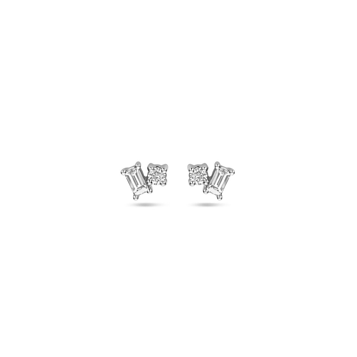 Pendientes de diamante de 0.2 ct (2x 0.1 ct) en oro blanco de 14K, con forma cuadrada y tamaño de 4 mm.