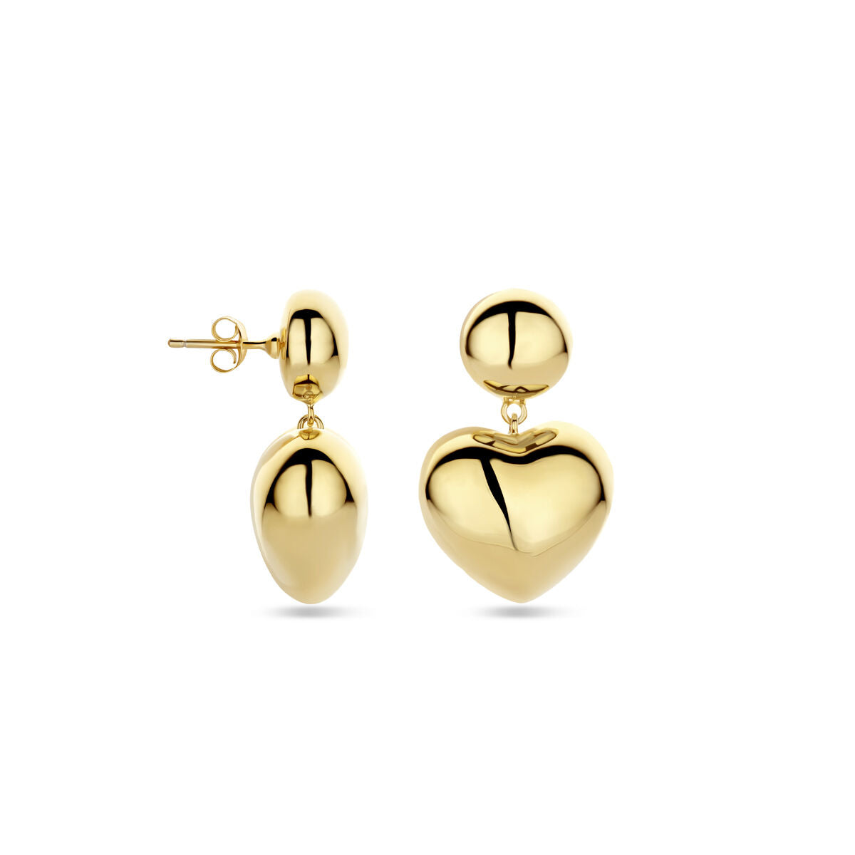 pendientes corazón 32 mm 1 micron plata chapado en oro amarillo
