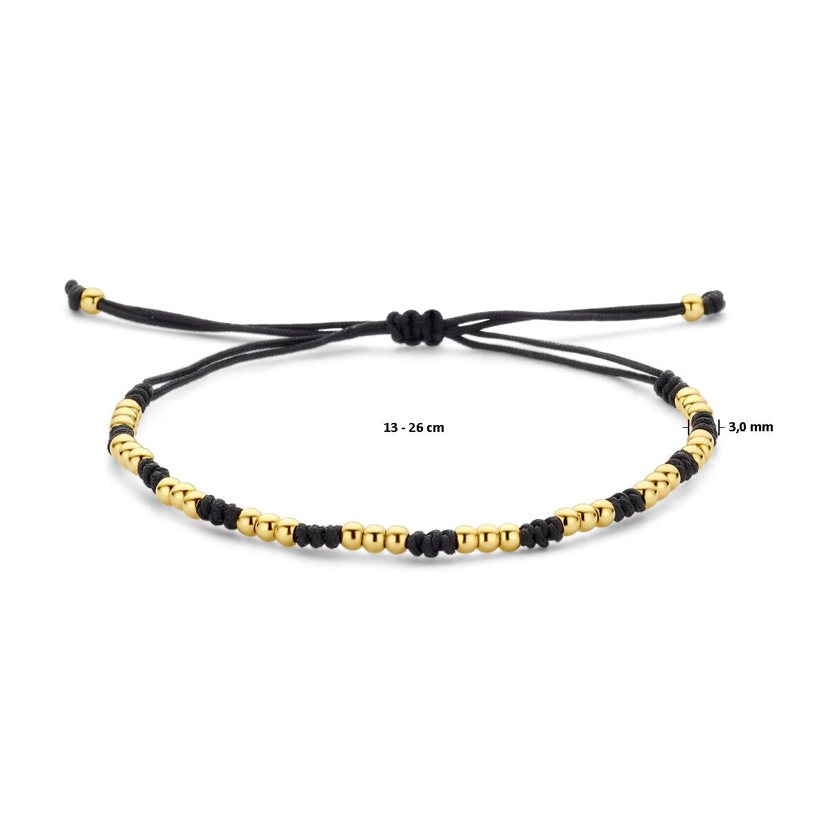 pulsera de bolitas 13 - 26 cm 14K oro con goma/nylon/cuero
