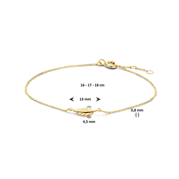 Gouden armband dames veer 14K
