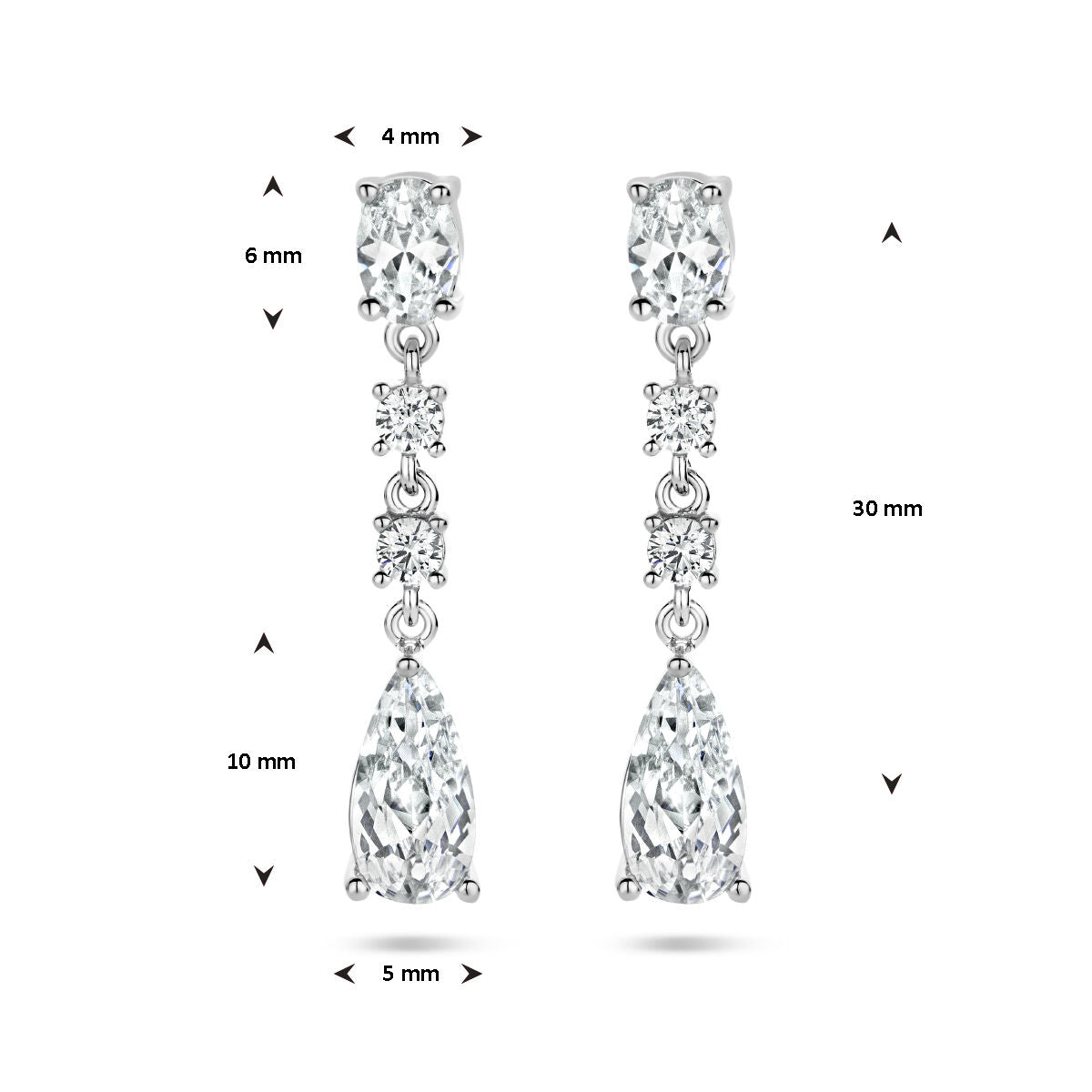 pendientes de zirconia plata rodiada