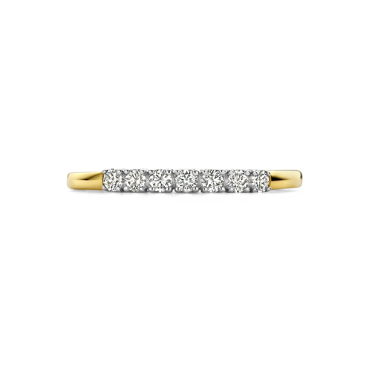 anillo de memoria diamante 0.21ct h si 14K oro bicolor amarillo/blanco