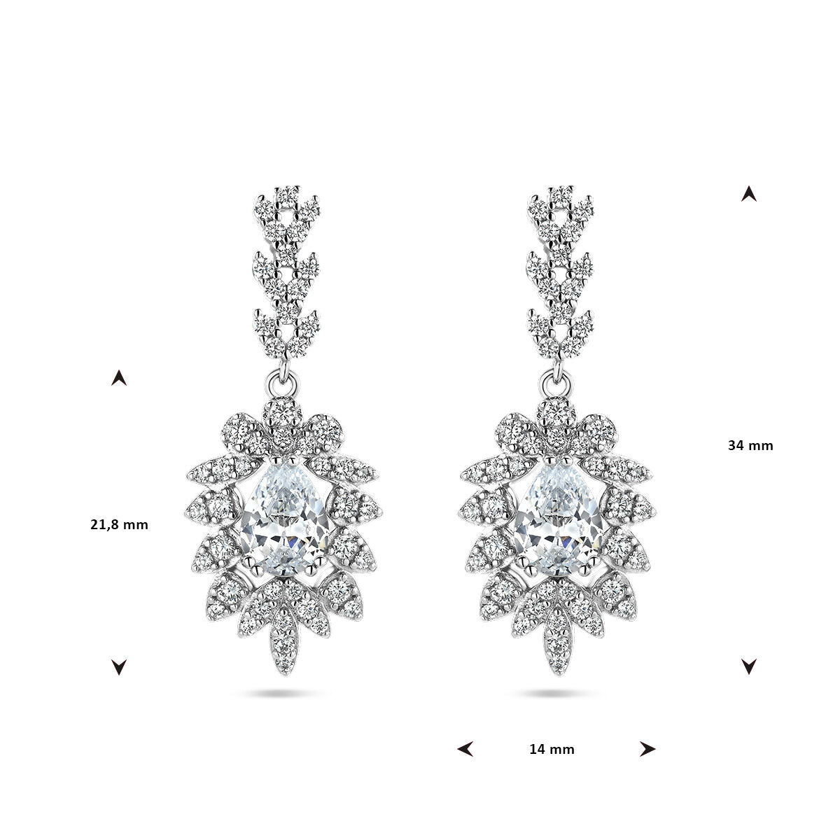 pendientes de zirconia plata rodiada