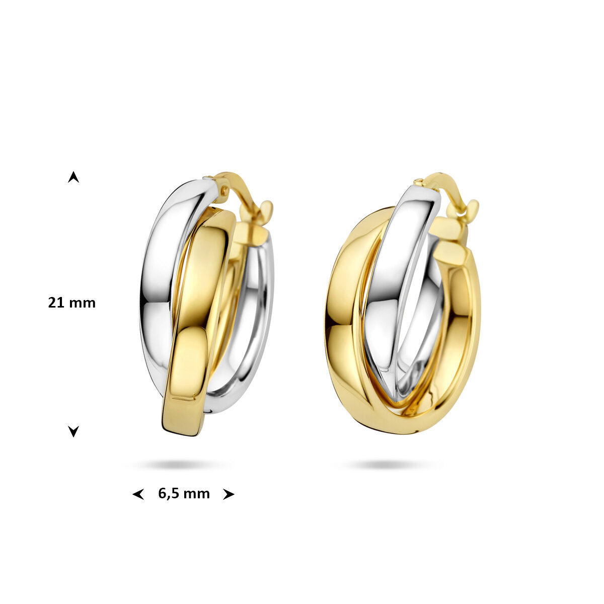 Aros bicolor – oro amarillo y oro blanco 14k