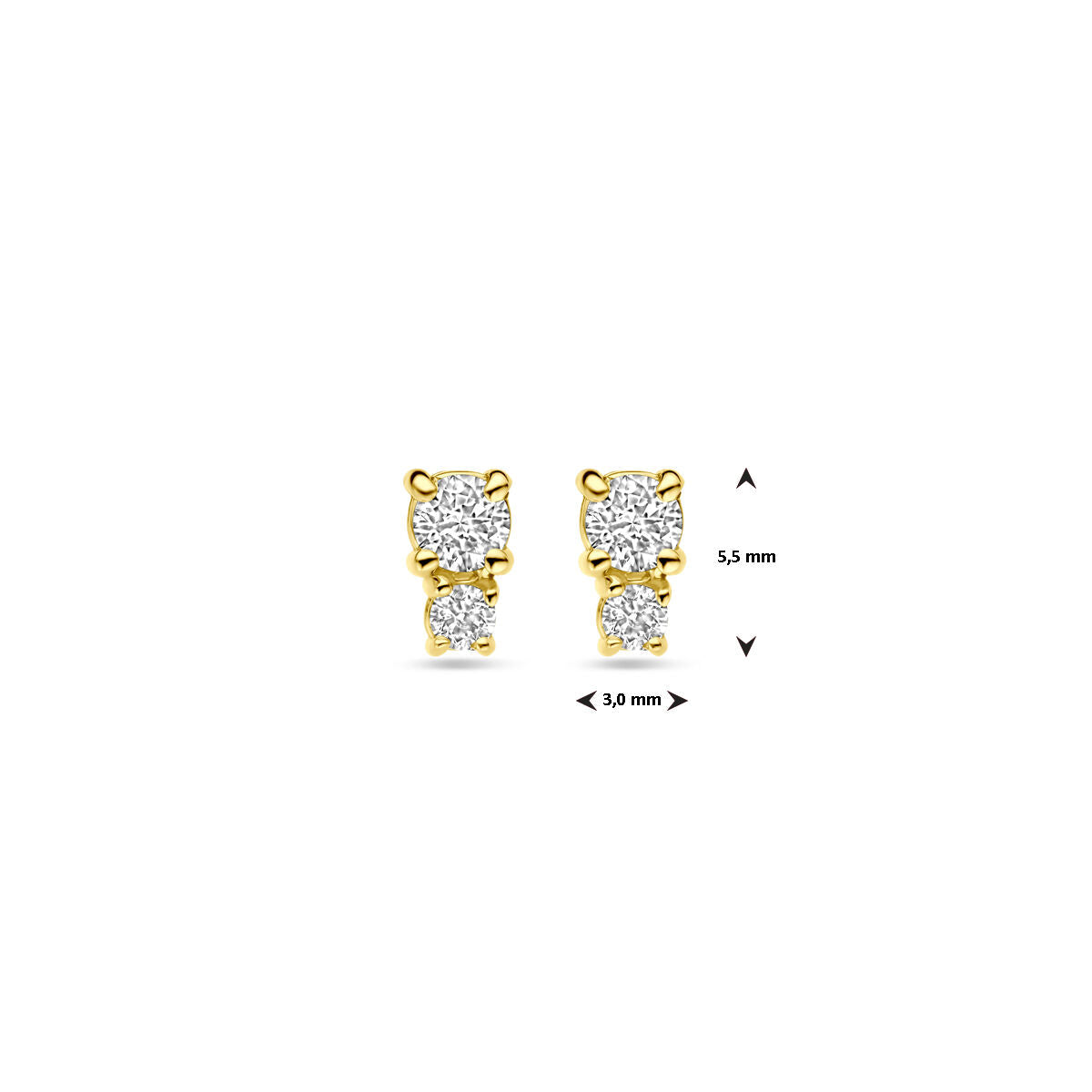 pendientes diamante 0.26ct (2x 0.13ct) h si 5,5 mm 18K oro amarillo