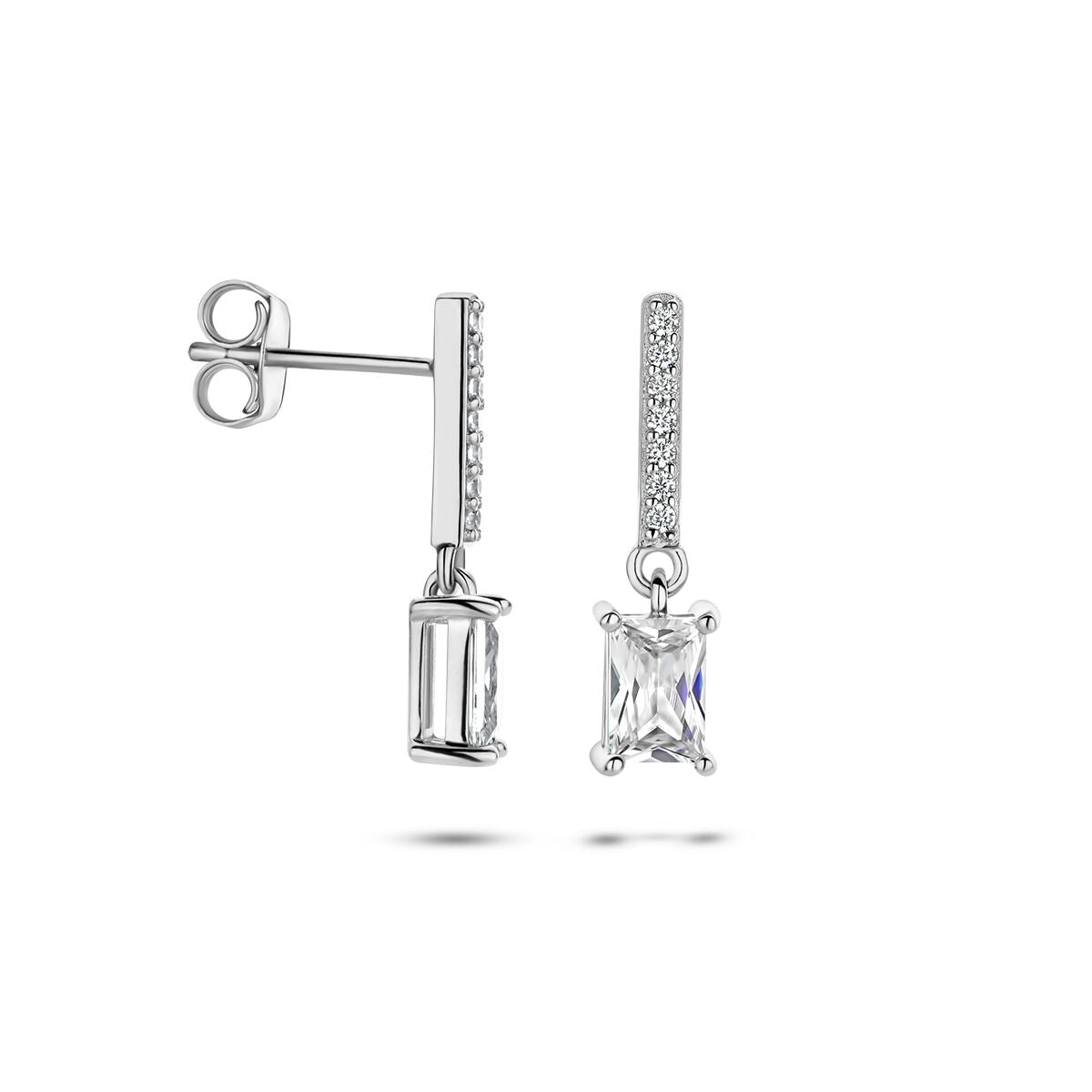 pendientes de zirconia plata rodiada