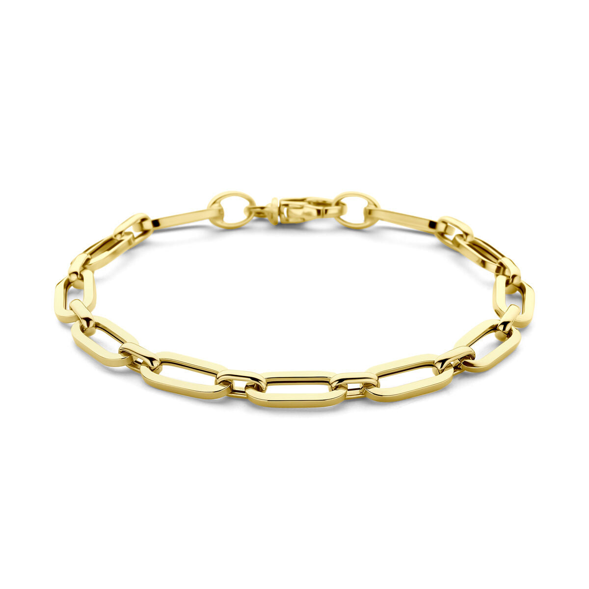 Pulsera de eslabones tipo paperclip de 6,0 mm, 19 cm, en oro amarillo de 14 quilates.