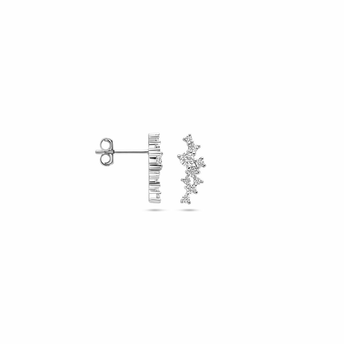 pendientes de botón de zirconia 15 mm plata rodiada