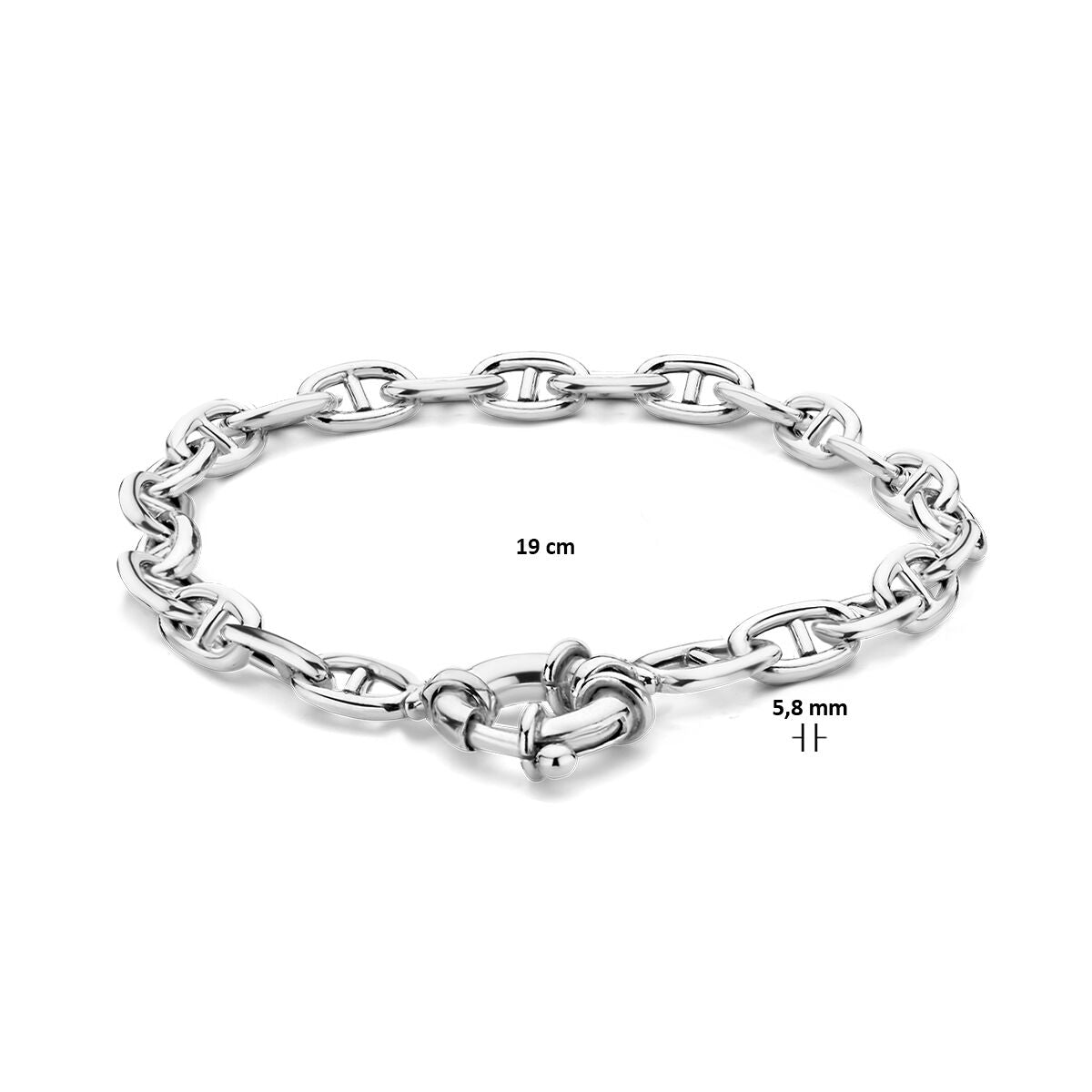 pulsera marine 5,8 mm 19 cm con gran cierre de muelle plata rodiada
