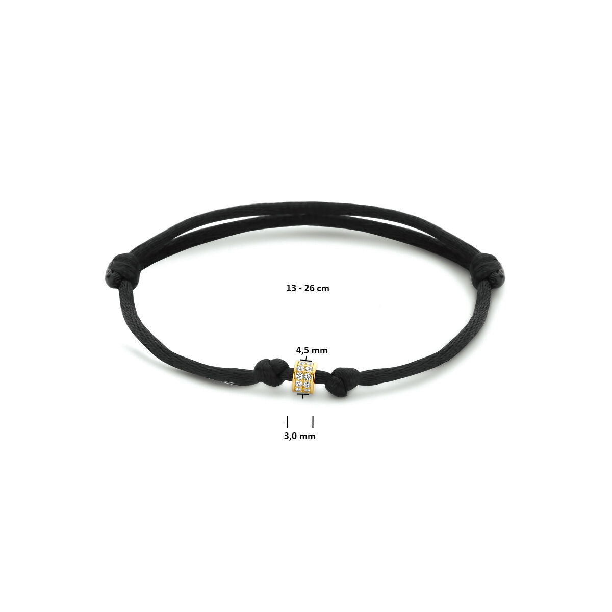 pulsera de satén oro 14K con goma/nylon/cuero