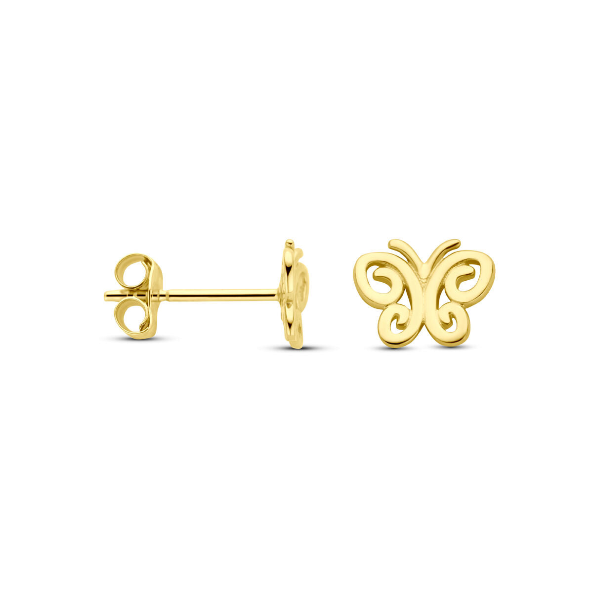 pendientes de botón mariposas 5,5 mm 14K oro amarillo