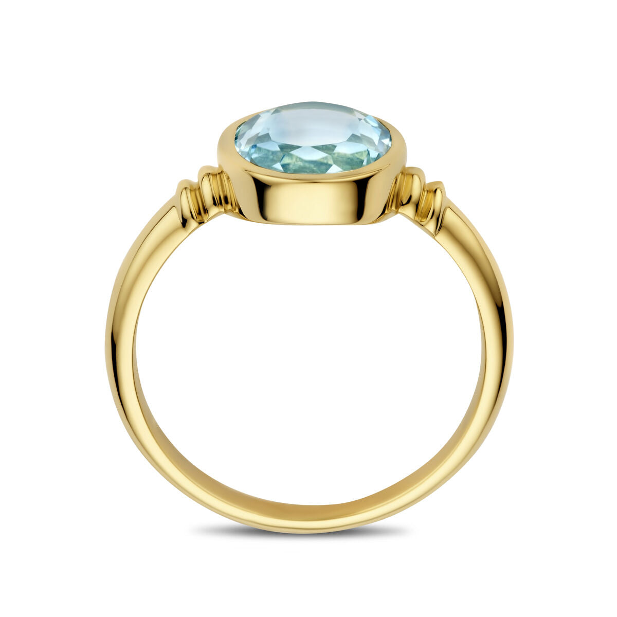 anillo topacio azul cielo 14K oro amarillo