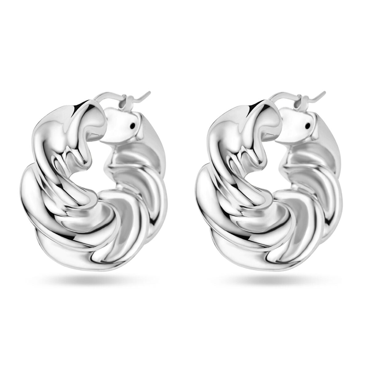 Aros de plata rhodium con diseño retorcido de 30 mm.