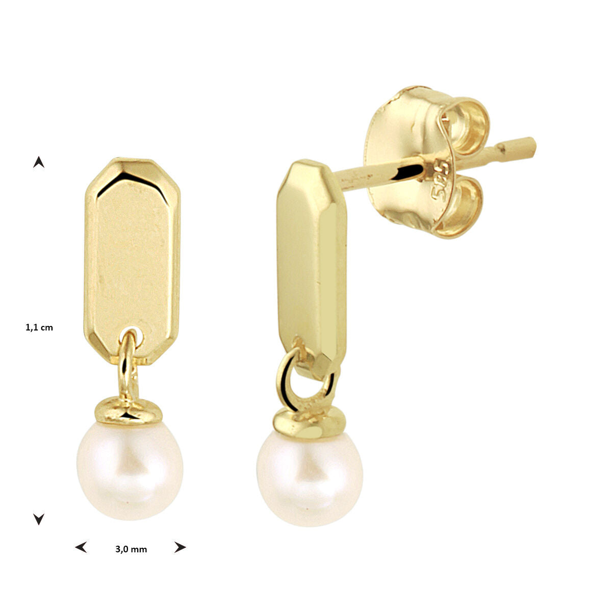 pendientes de perla 14K oro amarillo