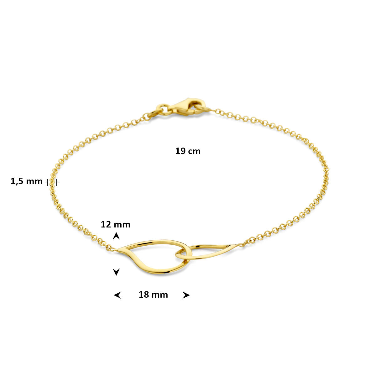 Pulsera de mujer en oro con colgantes en forma de gota – 14k oro amarillo