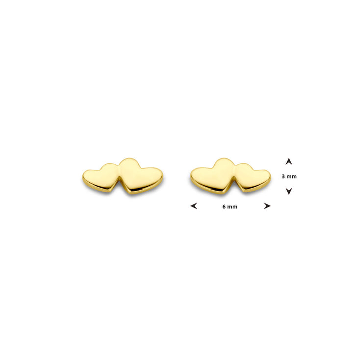 oorknoppen hartjes 3 mm 14K geelgoud