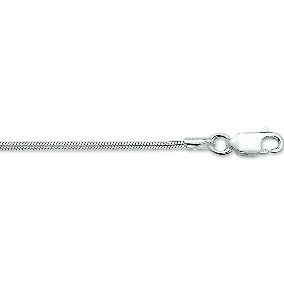Pulsera de serpiente de 1,6 mm y 18 cm, plateada y rodiada.