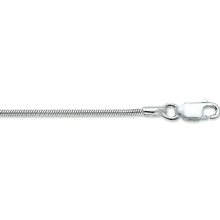 Pulsera de serpiente de 1,6 mm y 18 cm, plateada y rodiada.
