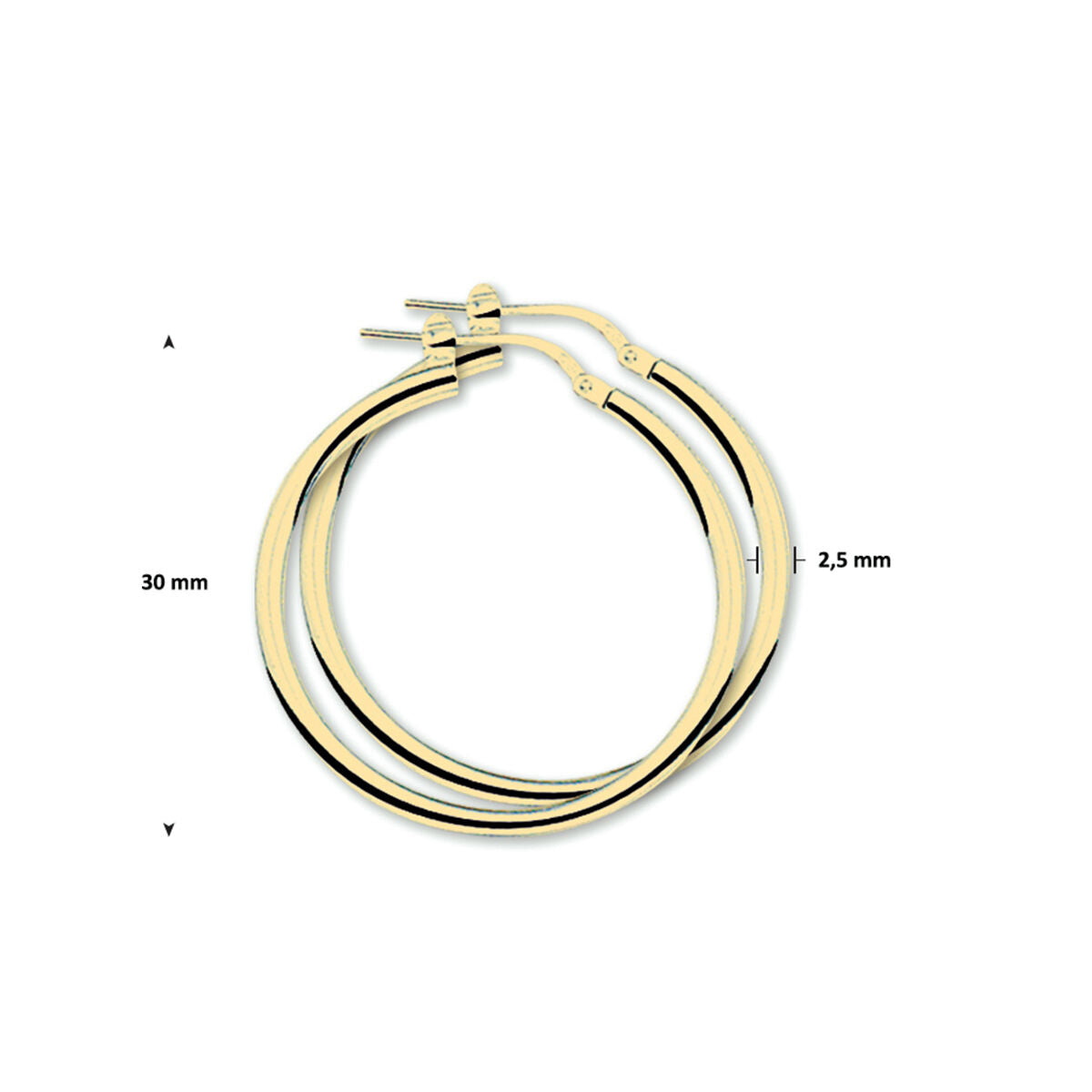 aros 2,5 mm tubo redondo 1 micrón plata chapado en oro amarillo