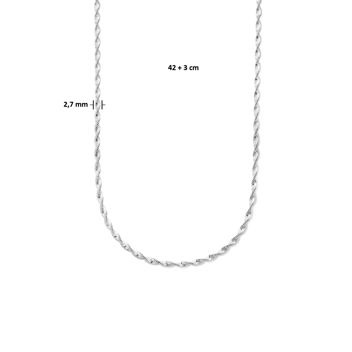 collar 2,7 mm 42 + 3 cm plata rodiado