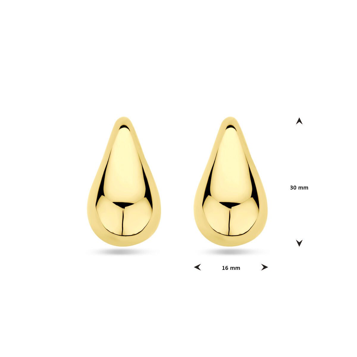 pendientes de botón gota 30 mm 1 micron plata chapado en oro amarillo