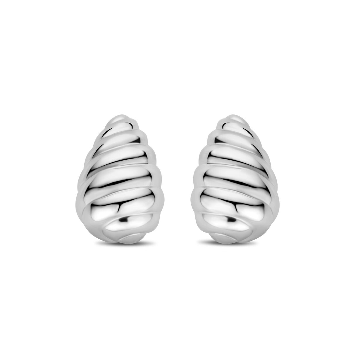 Pendientes de gota retorcidos de 20 mm en plata rodiada.