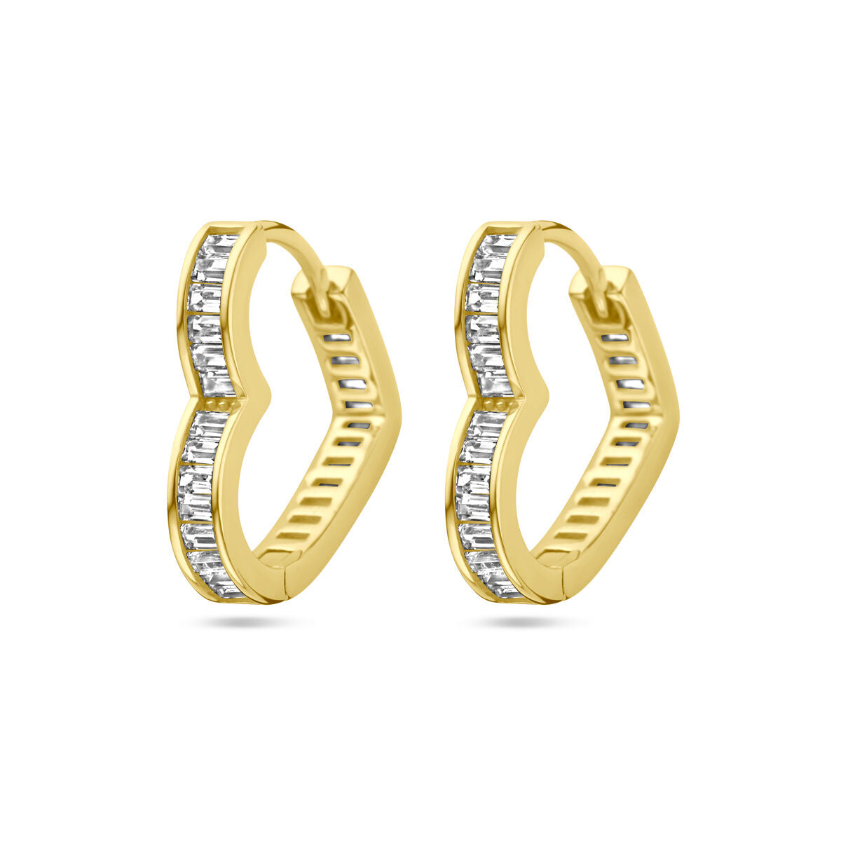 aros corazón circonita 1 micrón plata chapado en oro amarillo