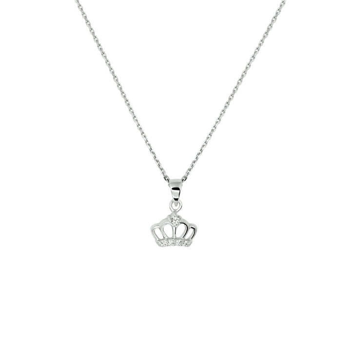 collier kroon zirkonia 36 + 4 cm zilver gerhodineerd