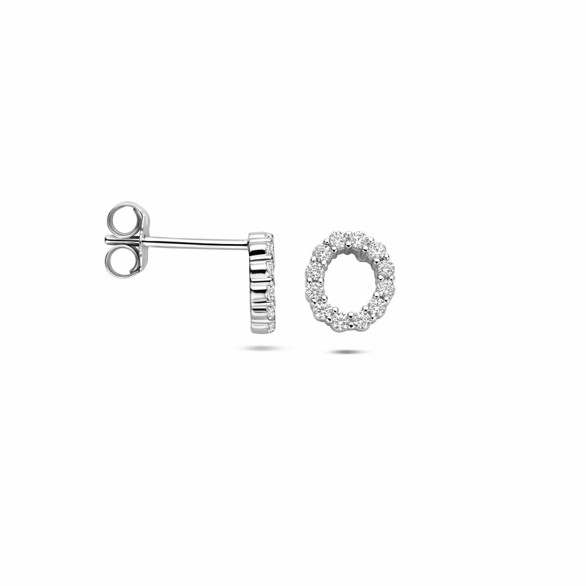 Pendientes de botón de plata con circonitas – plata 925 rodiada
