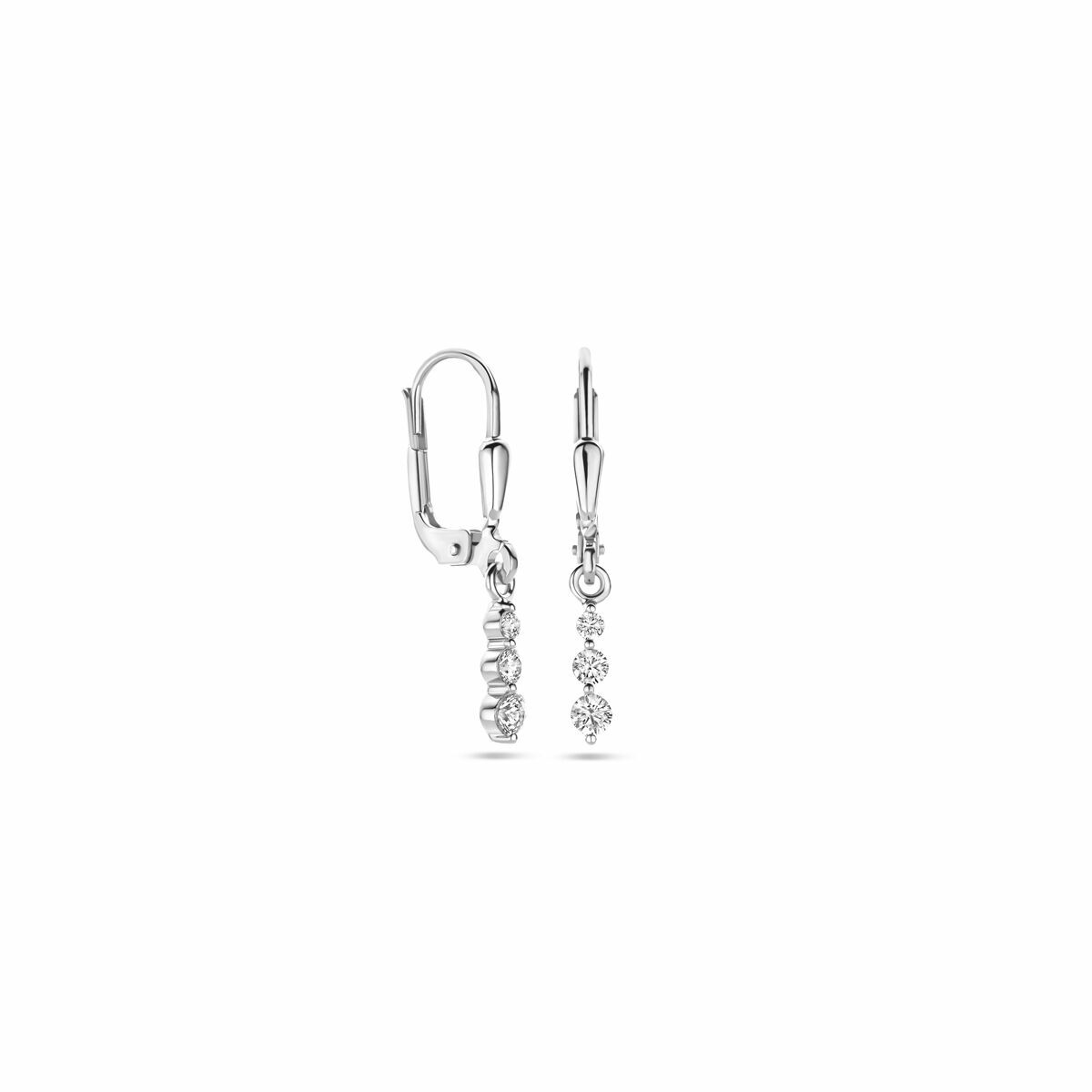 pendientes de zircón brisur gancho 24 mm plata rodiada