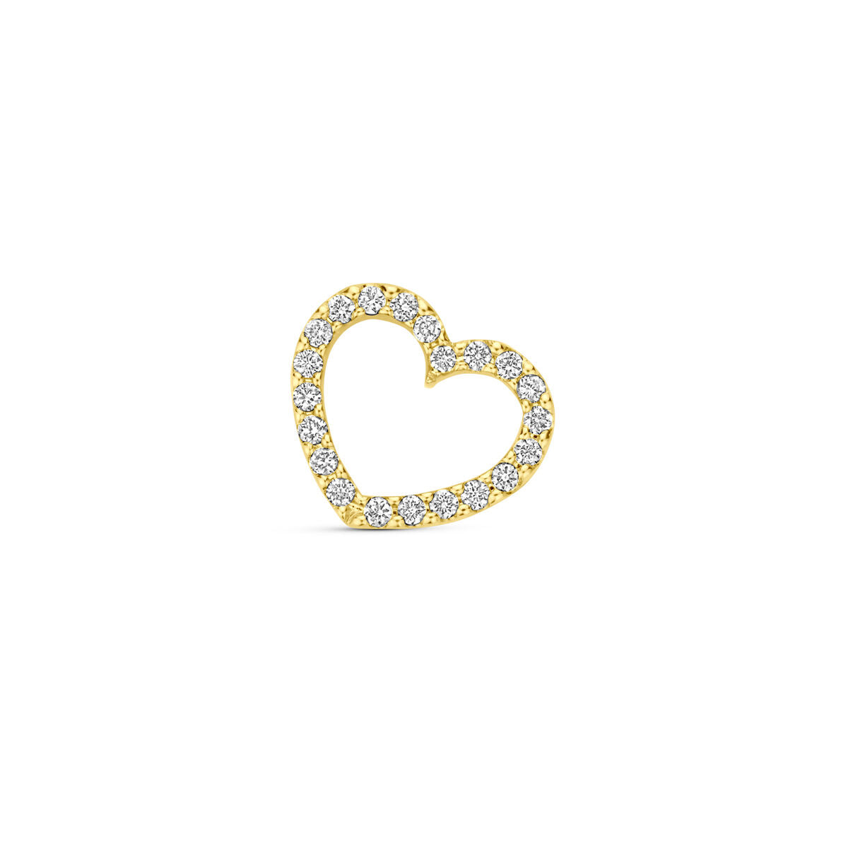 Colgante en forma de corazón de oro amarillo de 14K, decorado con diamantes de 0.06 ct.