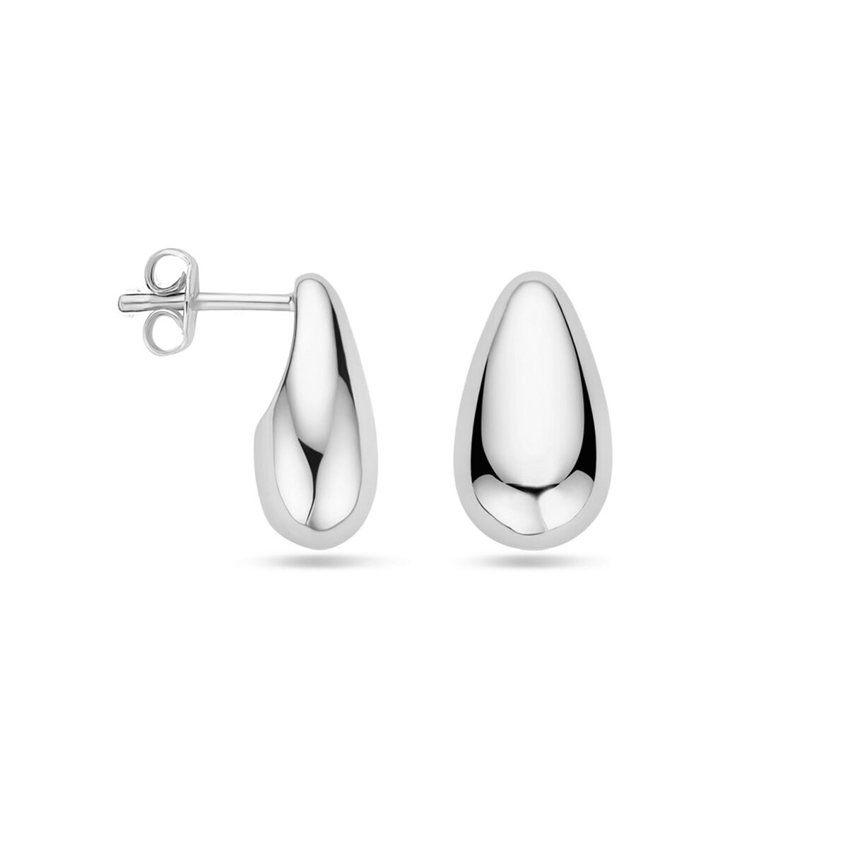 pendientes de botón gota 15 mm plata rodiada