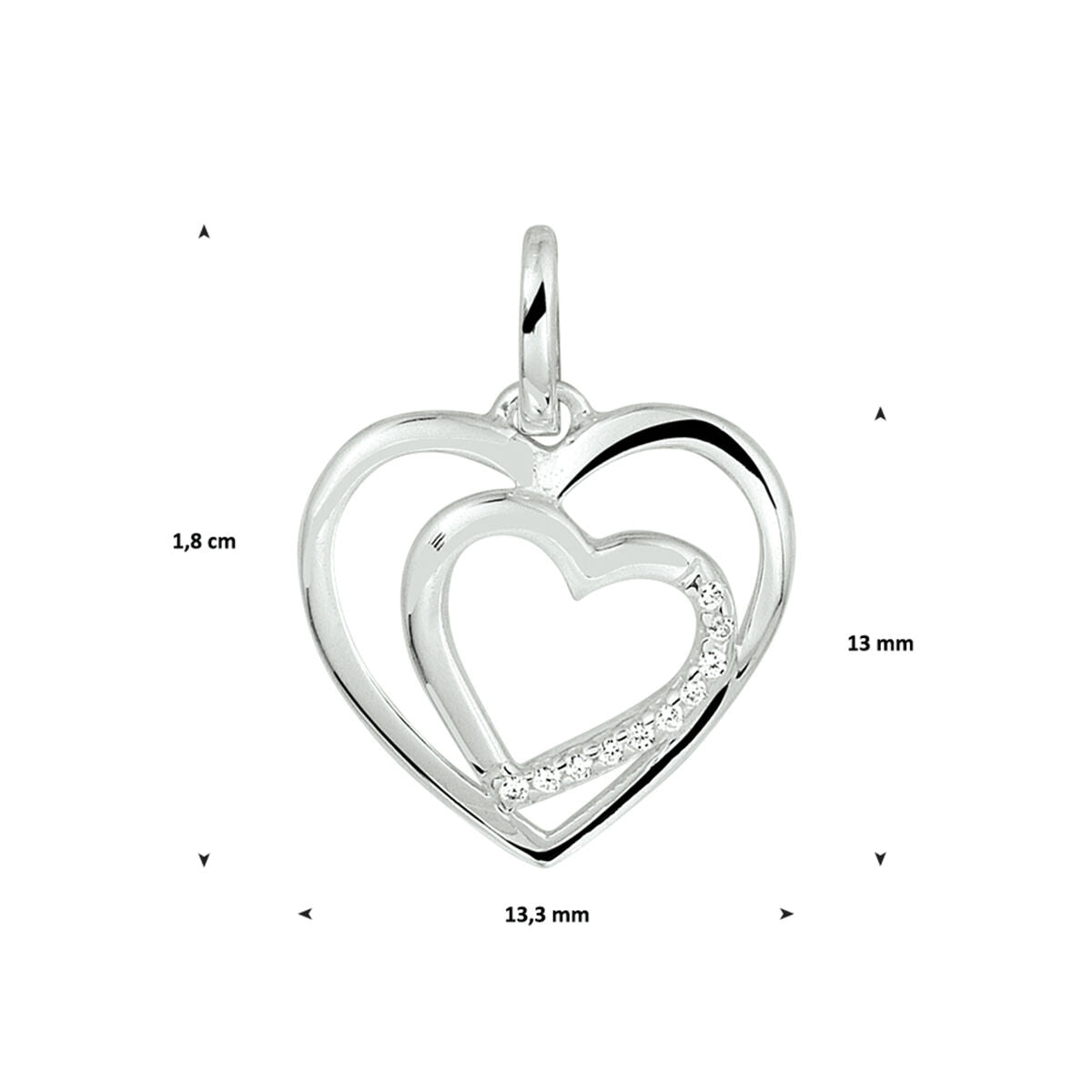 colgante corazón circonita plata rodiada