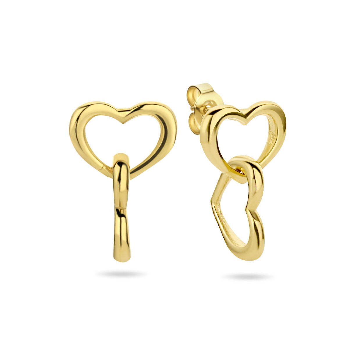 pendientes de corazón 1 micrón plata chapado en oro amarillo