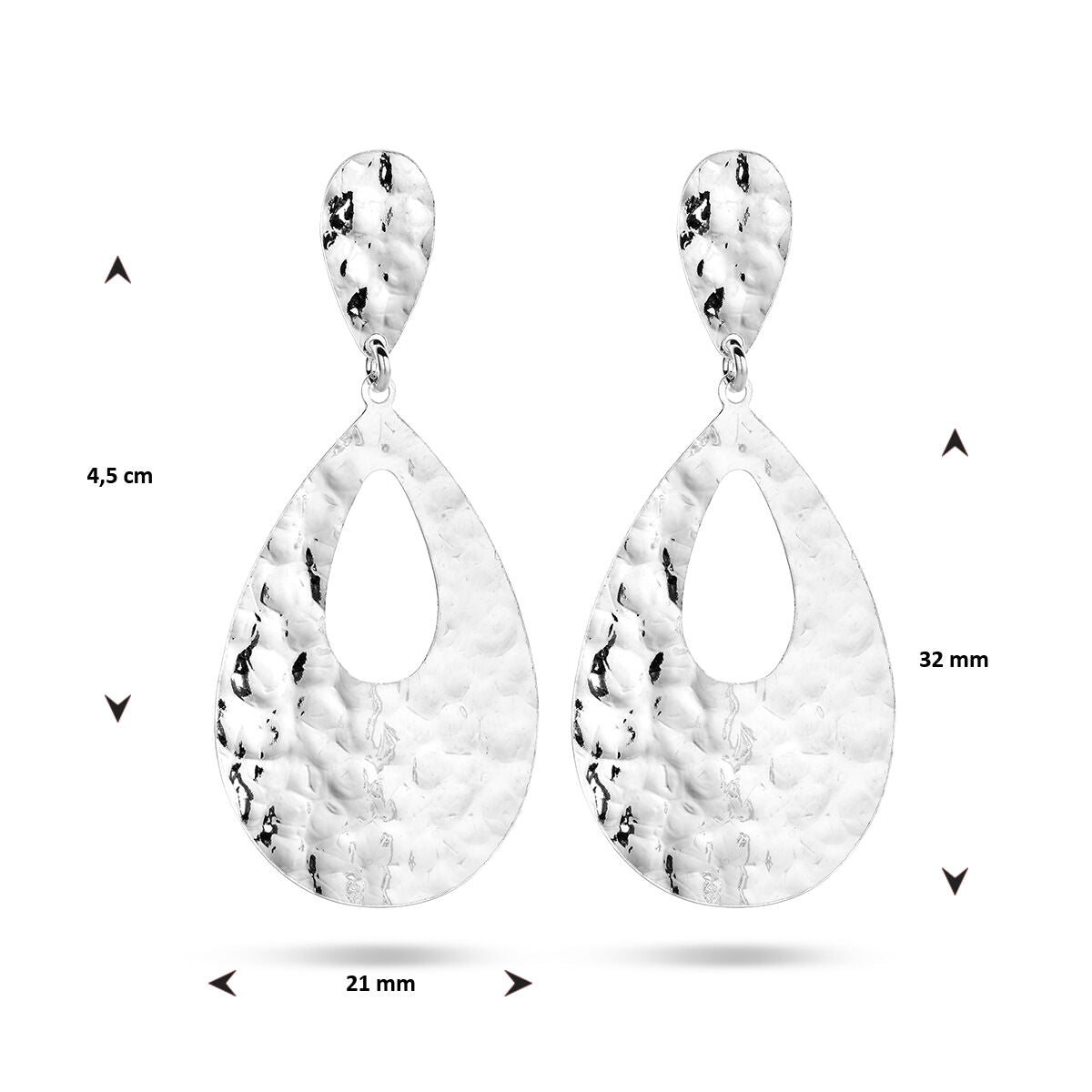 pendientes gota plata rodiada
