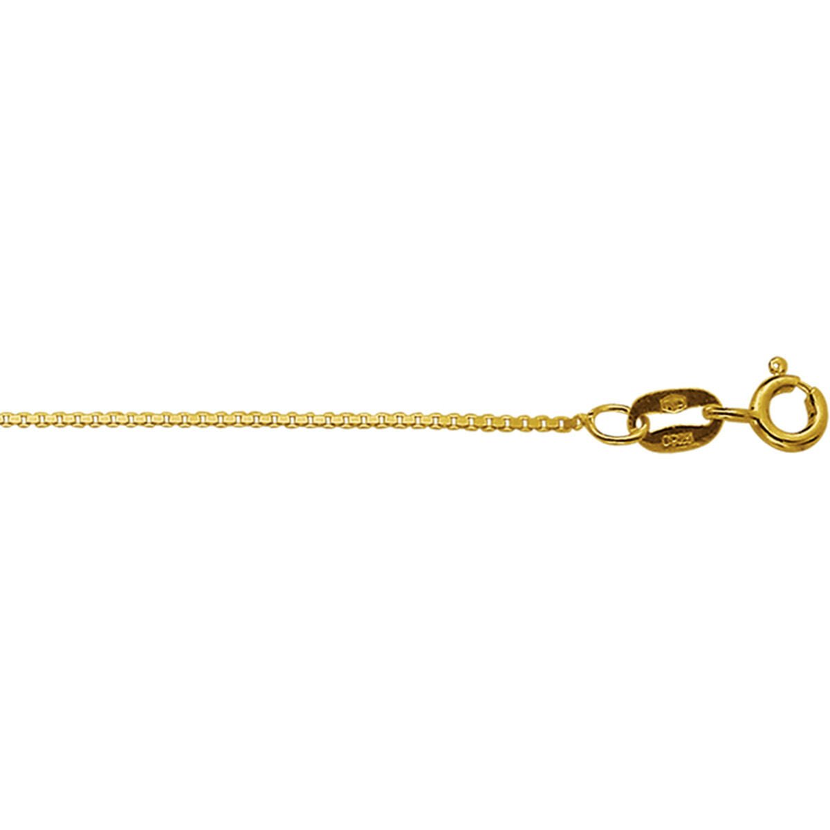 Collar veneciano de 0,8 mm en oro amarillo de 14 quilates con cierre de langosta.
