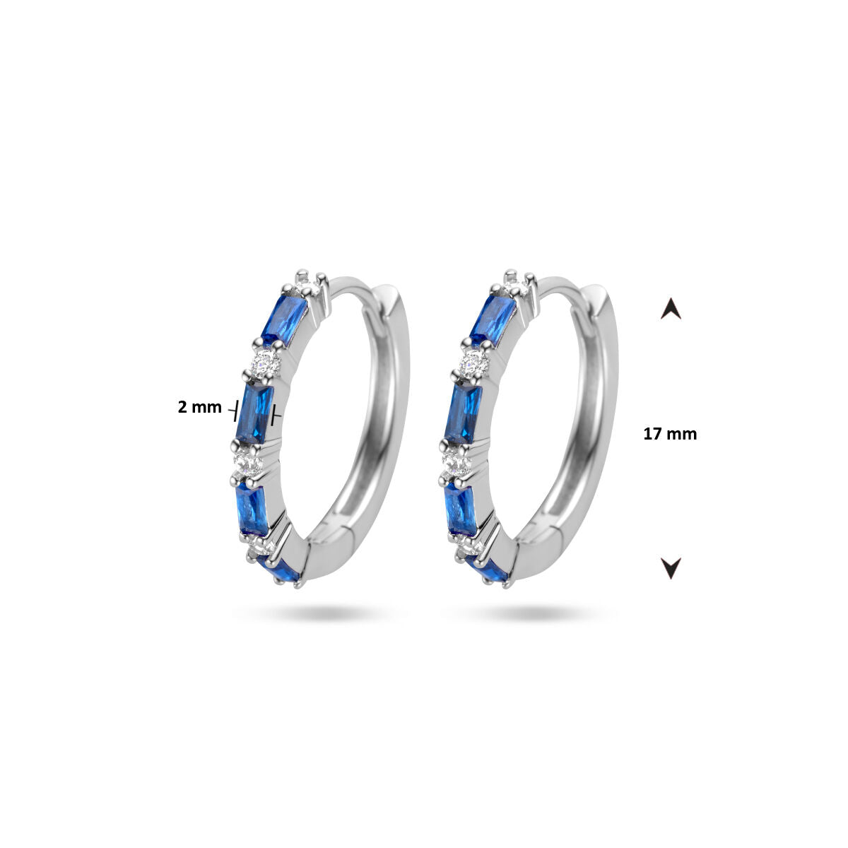 aros azul de circonita plata rodiada
