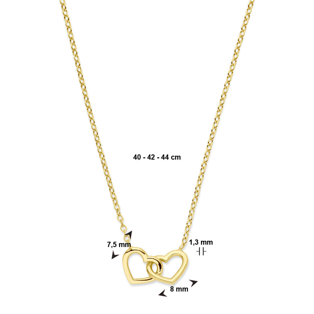 Gouden dames ketting hartjes 14K