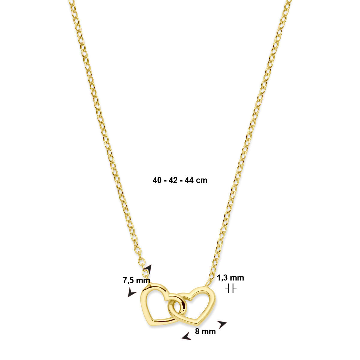 Collar de mujer de corazones 14K