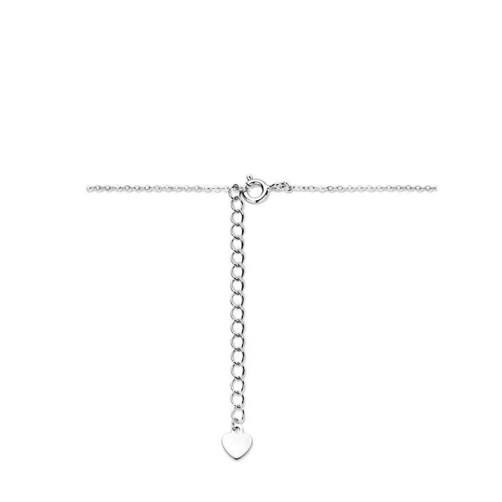 collier hartjes gediamanteerd 41 + 4 cm zilver gerhodineerd