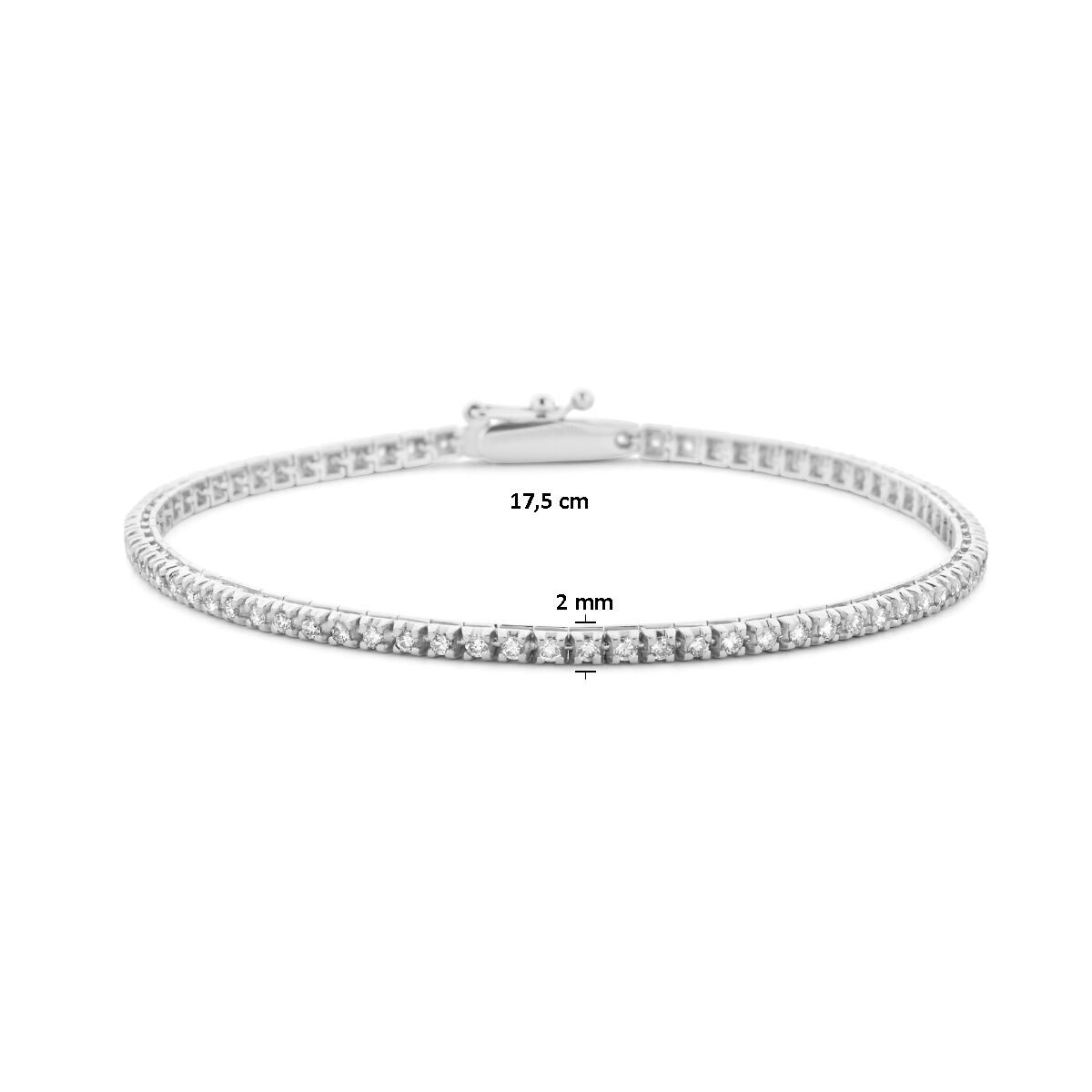 pulsera de tenis diamante cultivado en laboratorio 1.00ct g si 2,0 mm 17,5 cm 14K oro blanco