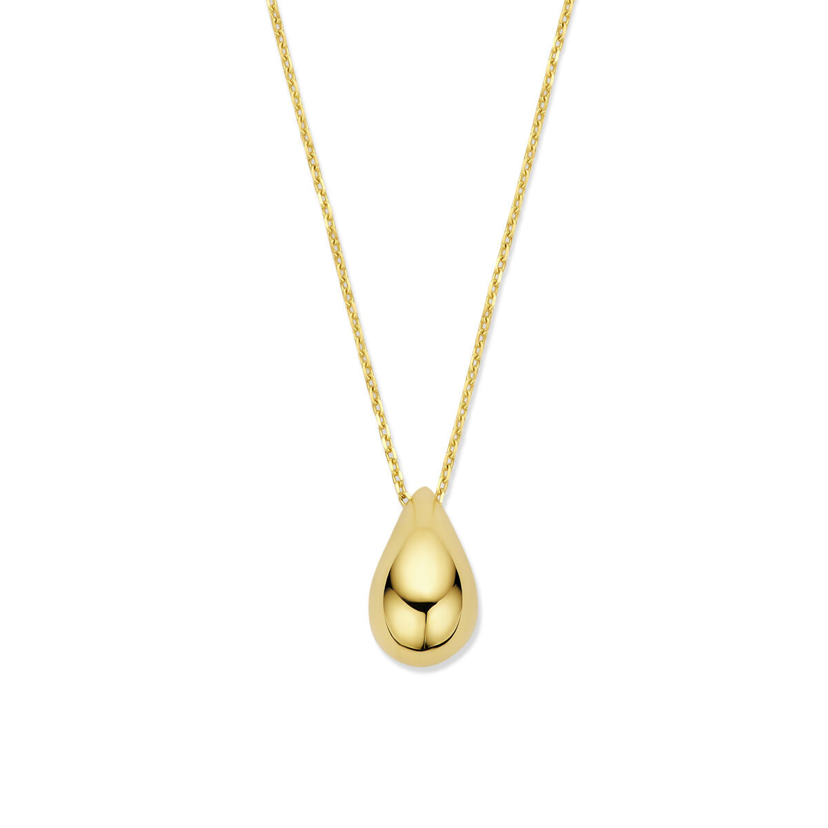 Collar de 45 cm en oro amarillo de 14 quilates con colgante en forma de gota.